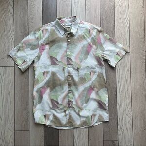 Zara Men's Abstract Pastel Button Down Shirt